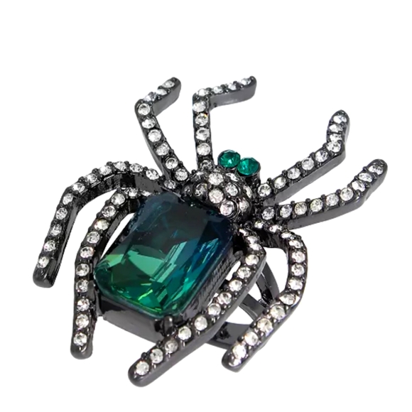 🆕 Betsey Johnson 🕸️ Spider Emerald Green Cocktail Ring - Picture 1 of 6